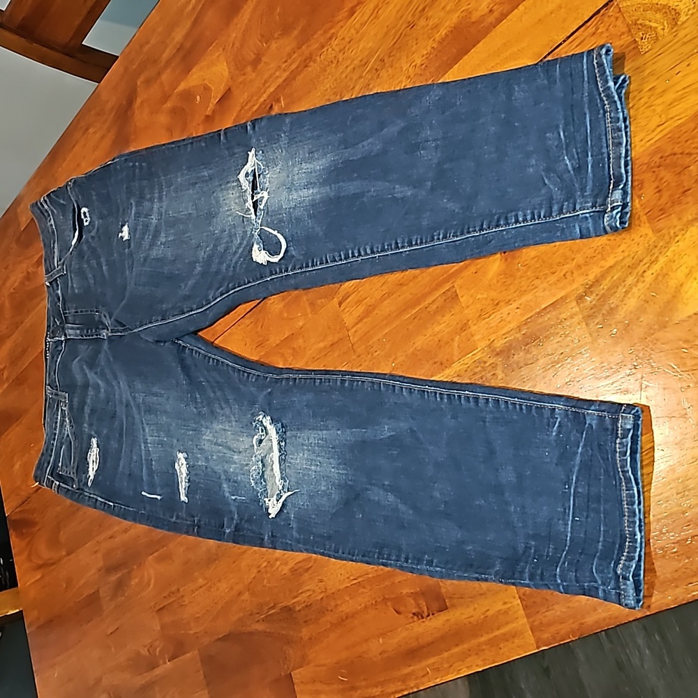 Aeropostale Men's sz 34/32 dark blue distressed skinny jeans. Mint condition